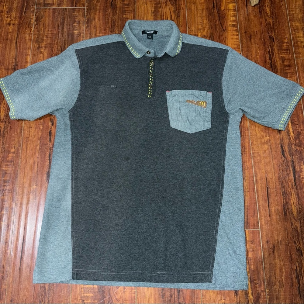 McDonalds Employee Polo Mens Sz Med Gray Short Sleeve By Timeless Elements Used!